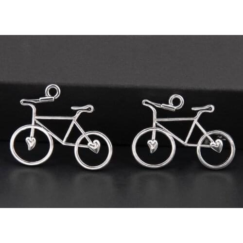 20pcs Silver Color 22x31mm Bicycle Charms Bike Pendant Fit DIY Jewelry Making Handcrafted Accessories