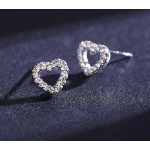 2021 Fashion Women Eternal Silver Plated AAA Zircon Stud Earrings for Women Romantic Heart Earrings Wedding Engagement Jewelry