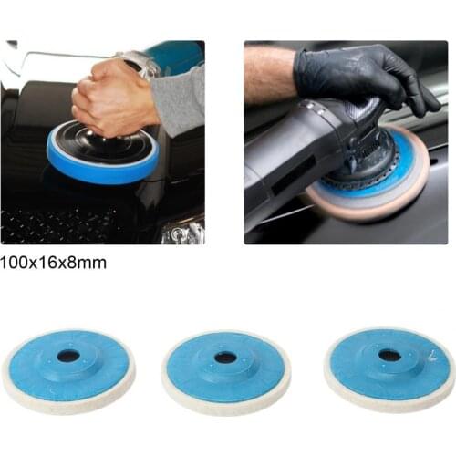3Pcs 100mmx16mmx8mm Polishing Wheels Premium High Smoothness High Temperature Resistance Multipurpose Faux Wool Grinding Pad Kit
