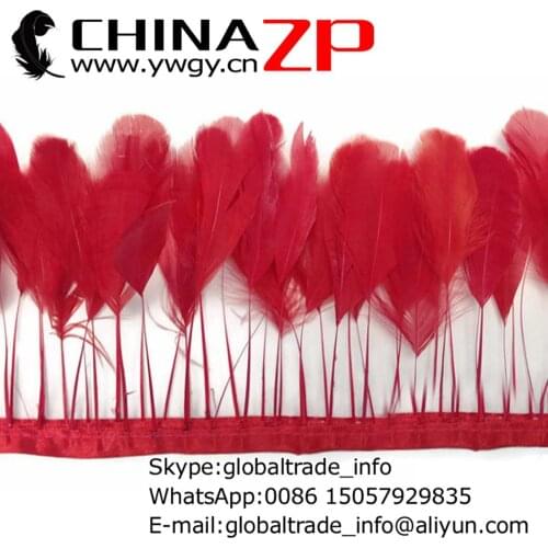 4-6 Inch Manufacturer in CHINAZP Factory 10yards/lot Good Quality Dyed Red Stripped Rooster Coque Tail Feathers Trim