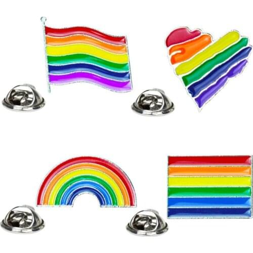 4Pc Rainbow Gay Lesbian Pride Enamel Lapel Pin Brooch Love is Colorful Badge Pin