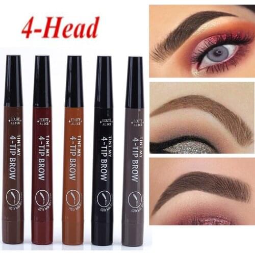 5 Colors Microblading Liquid Eyebrow Pencil Waterproof Long Lasting Professional Fork Tip Tattoo Tint Pen Natural Eyebrow