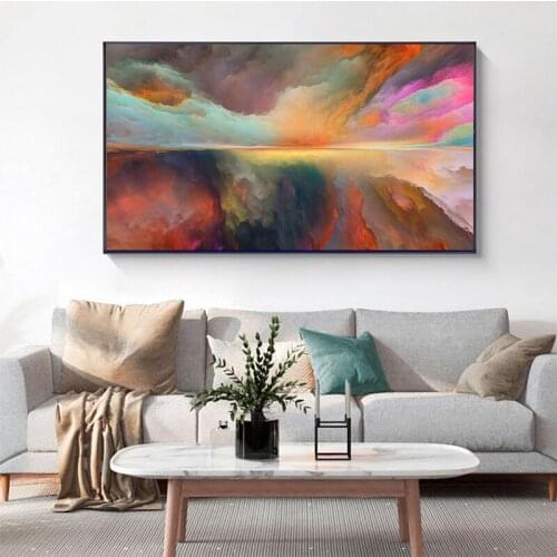 Abstract Art Canvas Painting Colorful Clouds Landscape Wall Art Prints and Poster Picture for Living Room Decorative Modern Home