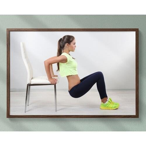 B035 Bare-handed Aerobic Exercise Fitness Bodybuilding Women Sexy Beautiful Strong Wall Sticker Silk Fabric Poster Indoor Decor