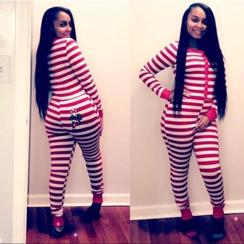 BKLD Women Long Sleeve Stripe Bodycon Jumpsuit Female Slim 2019 Print Casual Playsuits Christmas Party One Piece Outfits S-3XL