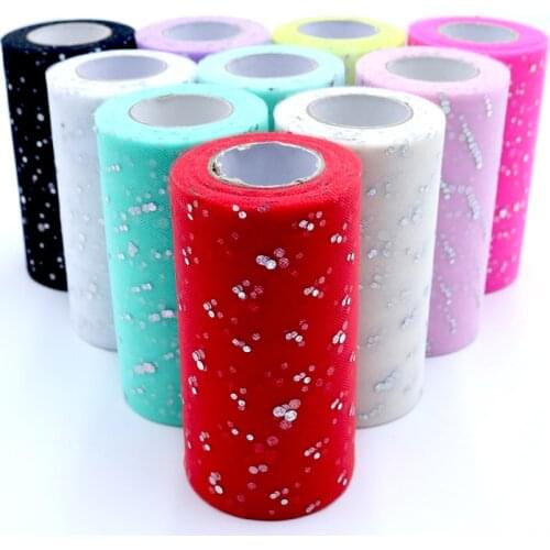 13cm 25 Yards Glitter Sequin Tulle Roll Fabric Spool Tutu Gift Wrap New Year Christmas Party Birthday Wedding Decoration