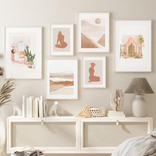 Bohemia Cactus Vase Moroccan Door Palm Wall Art Canvas Painting Nordic Posters And Prints Wall Pictures For Living Room Decor