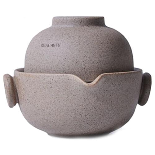 Handmade Retro Rough Pottery Travel Tea Set 1 Cup+1 Pot,tea Cup Teapot Chinese Ceramic Teapot Kettle Porcelain Gaiwan Tea Cup