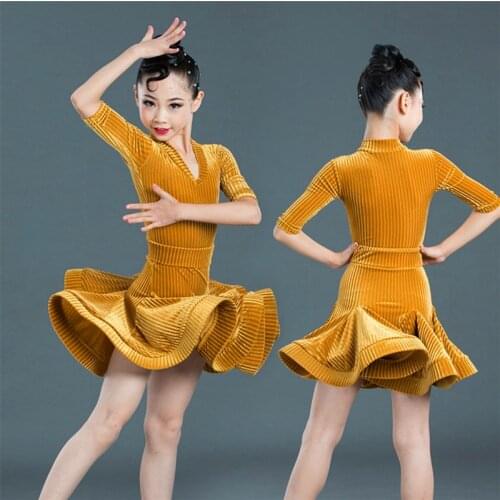Girl Latin Dress Fishtail Skirt Costume Modern Ballroom Dance Costume For Kids Competition Dresses Top/skirt 2-piece Set 110-180