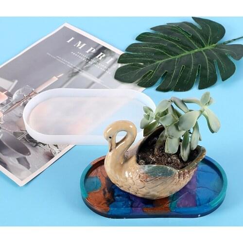 DIY Oval Silicone Coaster Mold Soft Flexible Oval Moulds for Cup Mat Home Decoration UD88