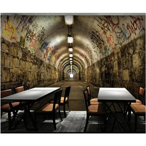Custom photo mural 3d wallpaper Graffiti tunnel space tooling home decor living room 3d wall murals wallpapers for walls 3 d