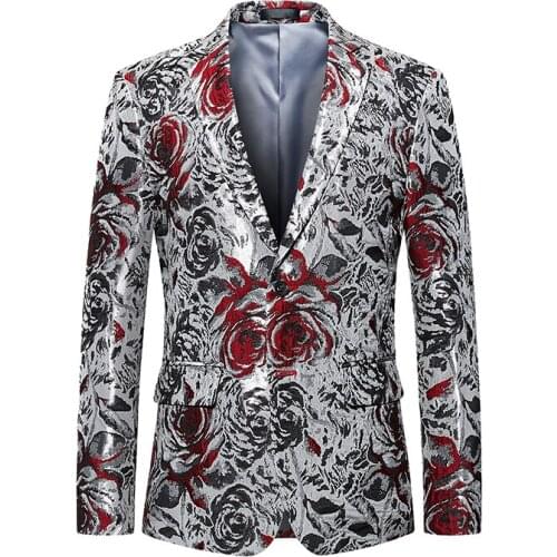 Quality Men 2020 Good New Chiese Style Floral Pattern Single Breasted Fashion Male Wear Casual Blazer Masculino #993