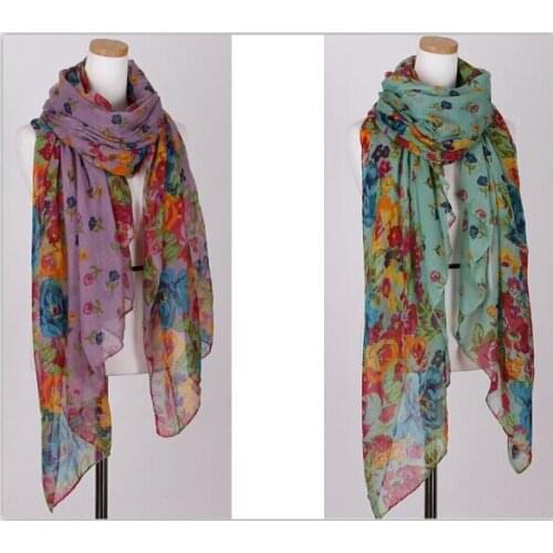 Hot New Spring Autumn Winter Women New Yarn Scarf Womens Fashion Print Flower Pattern Rayon Wholesale scarves women