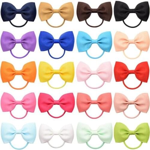 Small Bow Tie Baby Elastic Rubber Hair Band Head Rope Mini Solid Ribbon Bow Hair Tie For Girls Hair Accessories