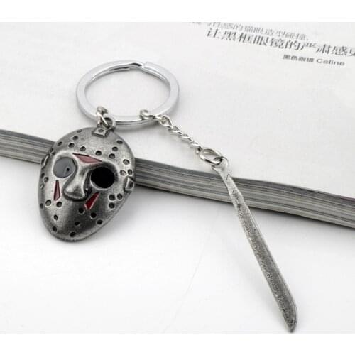 Metal Horror-Movie Friday The-13th Jason Voorhees Mask-Machete Key Chains Keychain Key Chain Keyring
