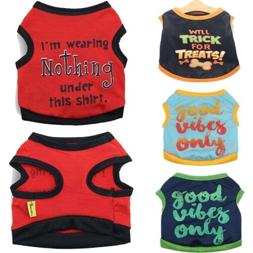 Cute Cotton Pet Clothes Solid Color Warm Dog T-shirt Sweater Autumn Winter Thick Cat Vest For Small Medium Dogs Sleeve Dog Vest