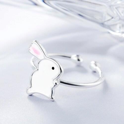 Animal Rabbit Rings Fashion Jewelry Gift Adjustable Opening Bunny Rings For Girl Lover Couple Women Lady Valentines Day