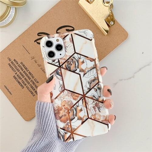 For iPhone 12 Pro Max Fashion Flower Marble Phone Case for iPhone 11 Case Marble 7Plus 8Plus 7 8 X XS XR XSMAX 11 Pro Max 12