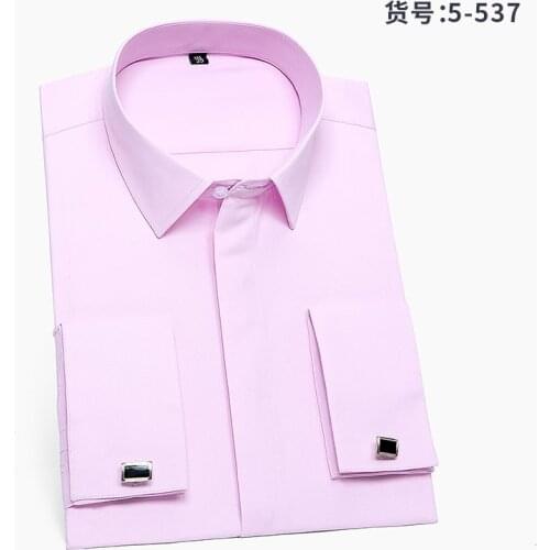 2018 French Shirt Cufflinks Mens Long Sleeve Slim Mens Shirt Formal French Cuffs Shirts Camisa Masculin Mens Wedding Shirt