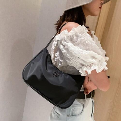 Black Soft Shoulder Bags For Women 2021 Trendy Nylon Female Handbag Fashion Baguette Bag Womens Cheap Free Shipping Sac A Main