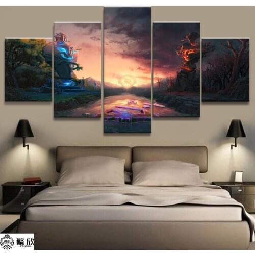 5 Panel DOTA 2 Game Canvas Printed Painting For Living Room Wall Art Home Decor HD Picture Artworks Modern Poster