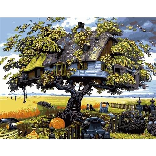 Polyglot True Paint By Numbers For Adults Children Seaside Town Diy Handpainted Oil Painting Landscape Picture Home Wall Decor