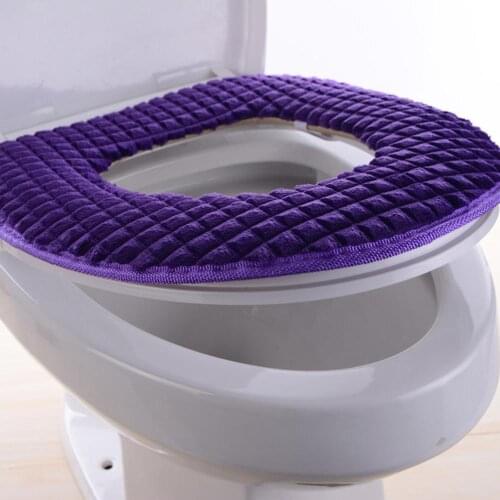 Bathroom Soft Thicker Warmer Toilet Seat Cover Pads Plush Toilet Cover Seat Lid Pad Home Decoration Toilet Seat Cover