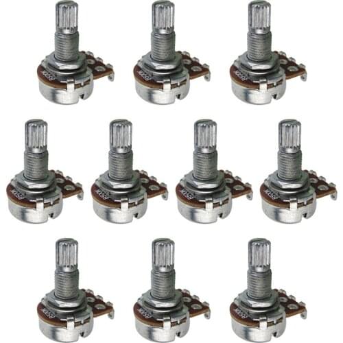 NEW 10pcs Small Guitar Potentiometers B500K Linear Taper Control Pots Long Split Shaft 18mm Guitar Accessories