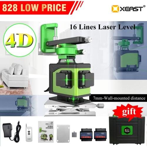 NeW 16 line 4D laser level 360 Vertical And Horizontal Laser Level Self-leveling Cross Line 4D Green Laser Level with outdoor