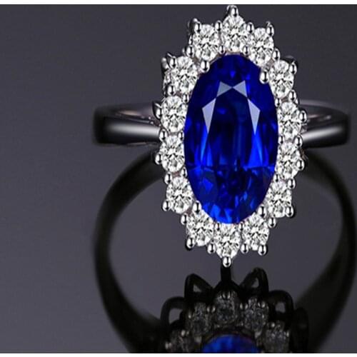 Princesa Diana William Kate zafiro Esmeralda rubí anillos de piedras preciosas para mujeres boda compromiso joyería Plata d