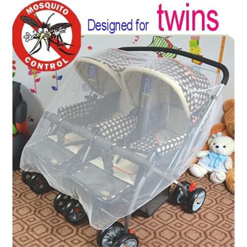 Newborn Stroller Mosquito Net For Twins Baby Buggy Pram Protector Fly Midge Insect Bug Cover Infants Twin Pushchair Net Bar
