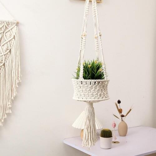 Hand-woven Macrame Flowerpot Rack Durable Planter Pot Trays Plant Shelf Strong Standing Holder Garden Indoor Display