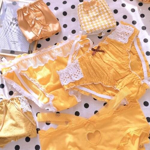 Pumpkin panties women cotton modal sexy lace cute turmeric girl chic low waist