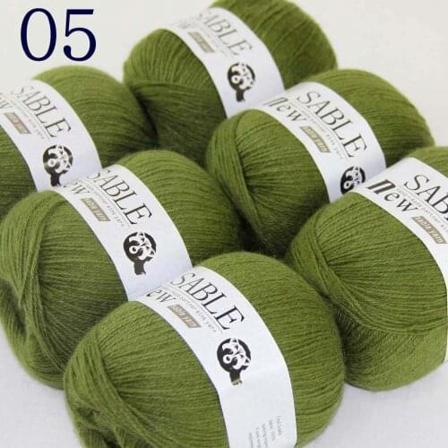 Sale 6*50gr Super Soft Pure Sable Cashmere Wrap Shawls Hand Knit Wool Crochet Yarn Olive 243-05-6