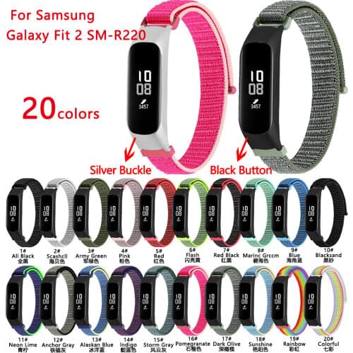 Replacement Wristband Nylon Loop Strap For Samsung Galaxy Fit 2 SM-R220 Band Canvas Watchband Steel Buckle Bracelet Straps