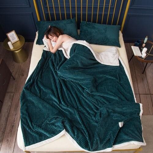 Dark green fleece blankets and throws kids Thick Warm winter Blankets Super Soft duvet luxury Blankets twin queen white blankets