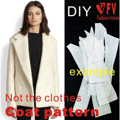 Pattern making womens simple lapel mid-length coat coat pattern clothing 1:1 pattern cutting drawing BFY-66