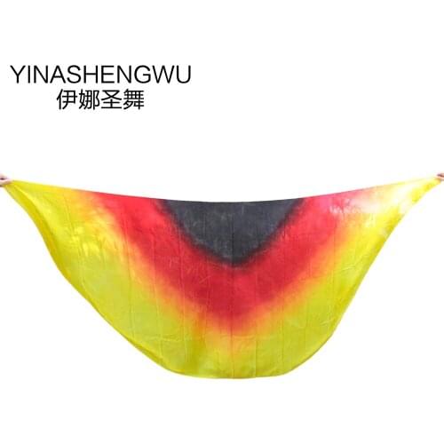High Quality Dance veils Handmade Natural Silk Belly Dance Veils Dance Props Silk Semicircle Veils black red orange yellow