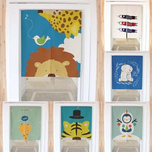 Cartoon Animal Cotton Linen Door Curtain Half Panel Curtain Living Room Shower Curtain Home Decor Blackout Curtain