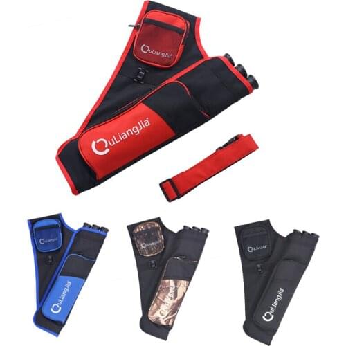 Hunting Archery Arrow Back Quiver Shoulder Bag 3 Tubes Arrow Holder Adjustable Belt Strap for compound bow and Recurve bow