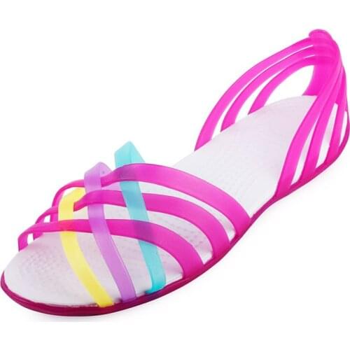 Hot Summer Sandal for Women Outdoor Water shoes Candy Color Women Wading Shoes Rainbow Jelly Beach Shoes Woman Flats