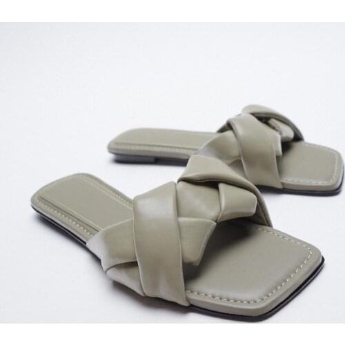 Womens Slippers 2021 Summer New Style Woven Decorative Flat Sandals Wear Beach Casual Slippers