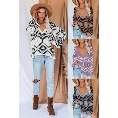 2021 autumn and winter new fashion long sleeved loose large size knitted commuter pullover sweater women