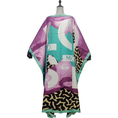 Plus 2021 New Floral Bohemian Loose BouBou Dresses For Lady Thailand Popular Beach Night Club Silk Kaftan Long Dresses