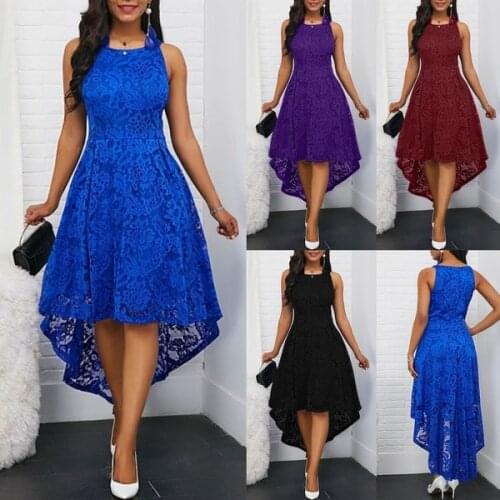 Womens Fashion Elegant Cocktail Party Dress Sexy Sleeveless Lace Dress Ladies Tunic Dress Summer Trendy Women Dress