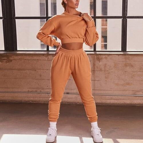 Winter Thick Tracksuit Hooded Tops & Pants Two-piece Sets Female Casual Suit Crop Outfit Trousers Casual Sportswear Matching Set