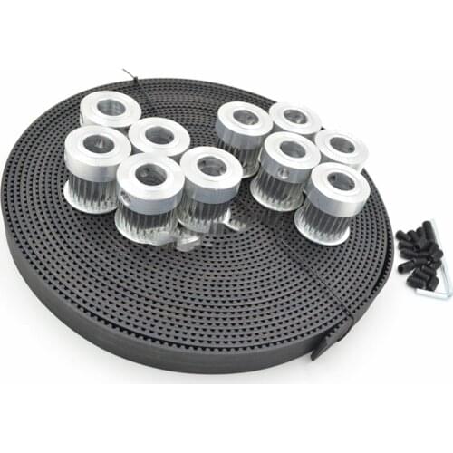 10pcs 24 Teeth HTD3M Timing Pulley, Bore 5/6/6.35/8/10/12/14mm + 10meters HTD3M Belt W=15mm 24T Timing Belt Pulley