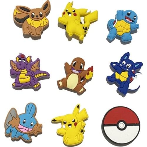 1pcs Croc Charms Hot Anime Game Pokemon Accessories Shoe Decoration Pikachu Pins Elegance for Girls Boys Kids Gifts PVC Badges