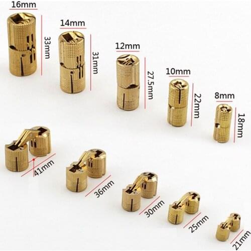 2pcs 8-18 mm Pure Copper Brass Furniture Hinges Cylindrical Hidden Cabinet Concealed Invisible Door Hinges For Hardware Gift Box
