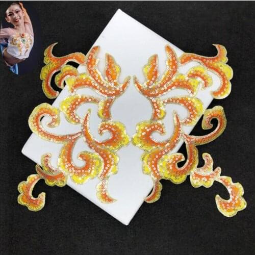 20pcs parches Ethnic Gold Flower Glitter Patches For Clothing Heat Transfer Sequined Patch Appliques Garment Jacket Patchwork